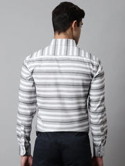 Men Grey Classic Horizontal Striped Formal Shirt-SF-848