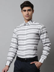 Men Grey Classic Horizontal Striped Formal Shirt-SF-848