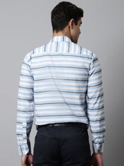 Men Sky Classic Horizontal Striped Formal Shirt-SF-848