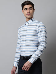 Men Sky Classic Horizontal Striped Formal Shirt-SF-848