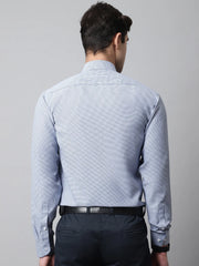 Men Blue Checks Pure Cotton Formal Shirt-SF-849