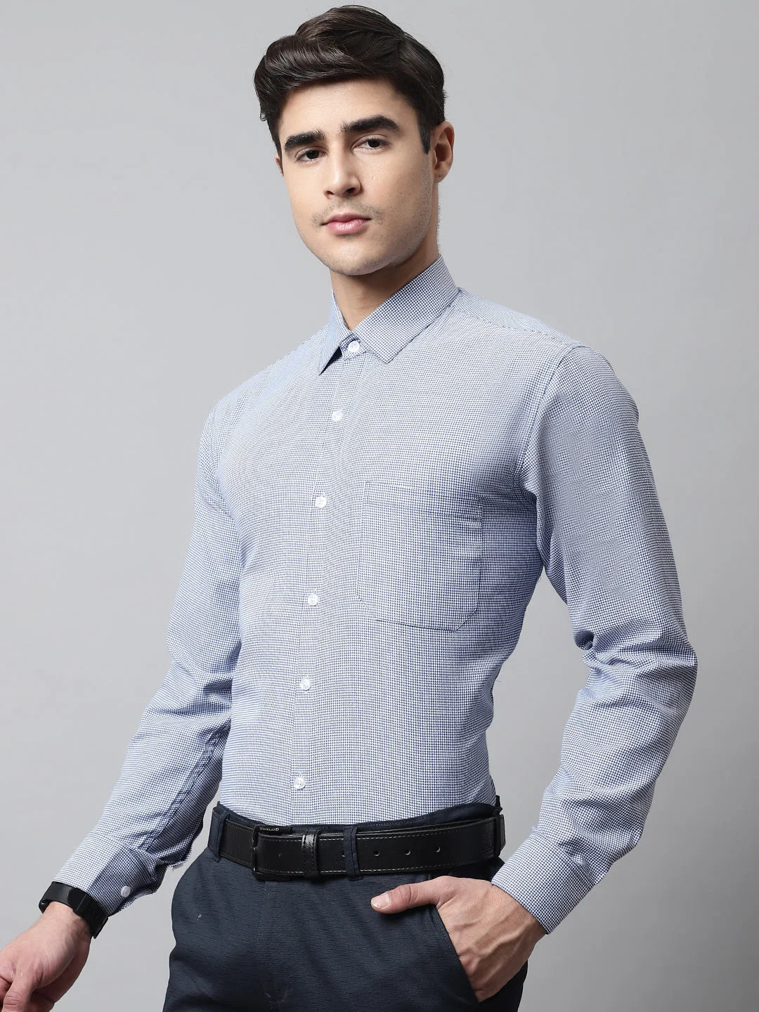 Blue Checks Pure Cotton Formal Shirts - Premium Mens Shirt