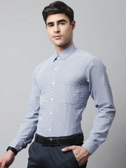 Men Blue Checks Pure Cotton Formal Shirt-SF-849