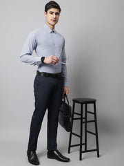 Men Blue Checks Pure Cotton Formal Shirt-SF-849