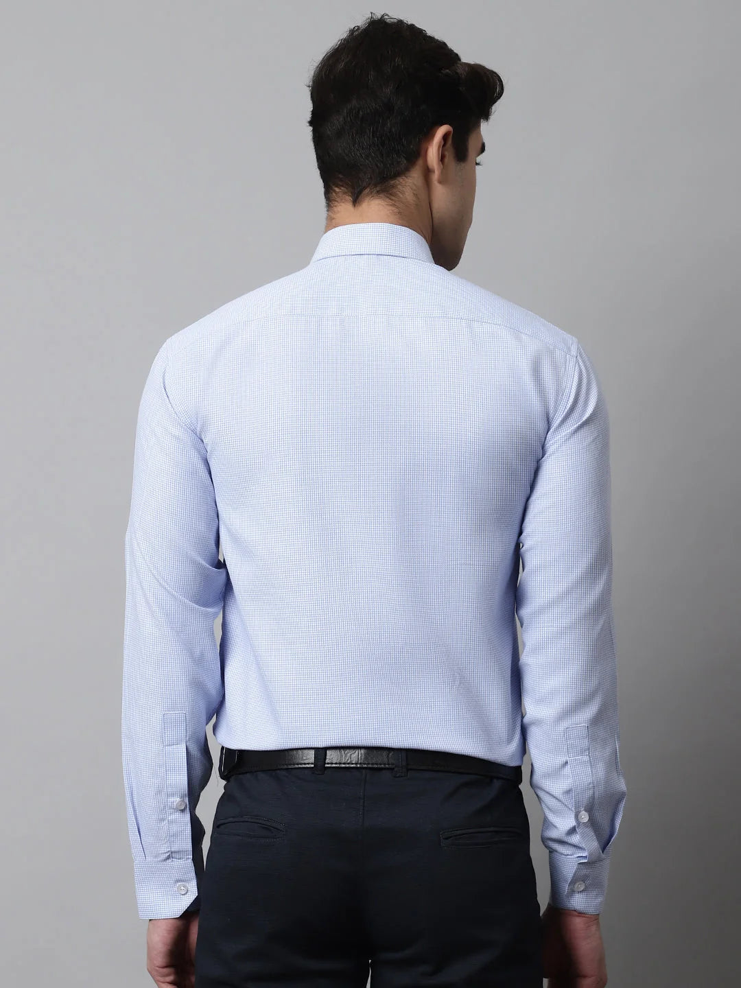 Light Blue Checks Cotton Formal Shirts - Premium Mens Shirt