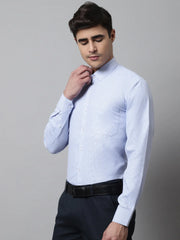 Men Light Blue Checks Pure Cotton Formal Shirt-SF-849