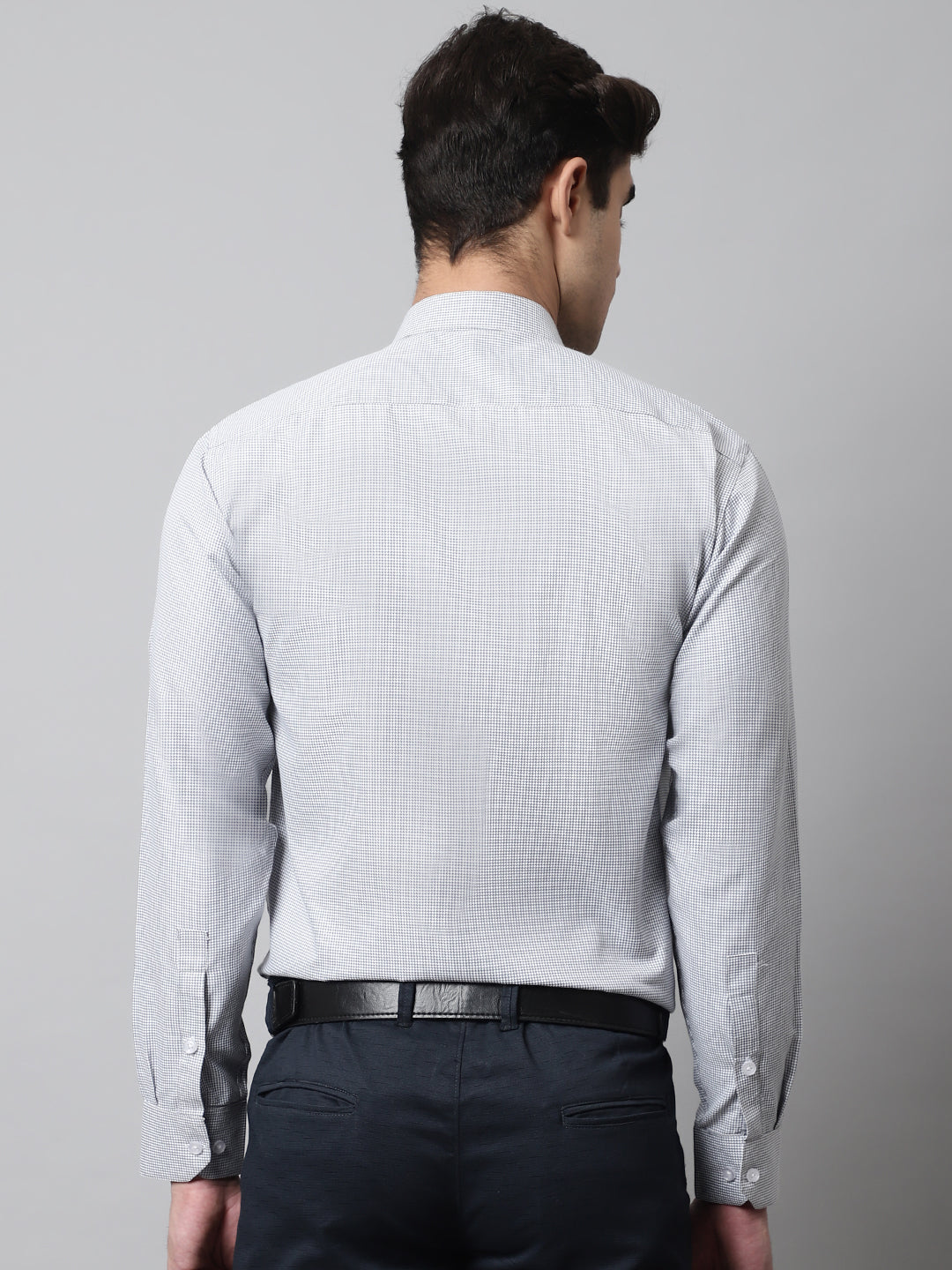 DesiQlo Men Checked Formal Shirt - Grey - SF_849Light-Grey_S