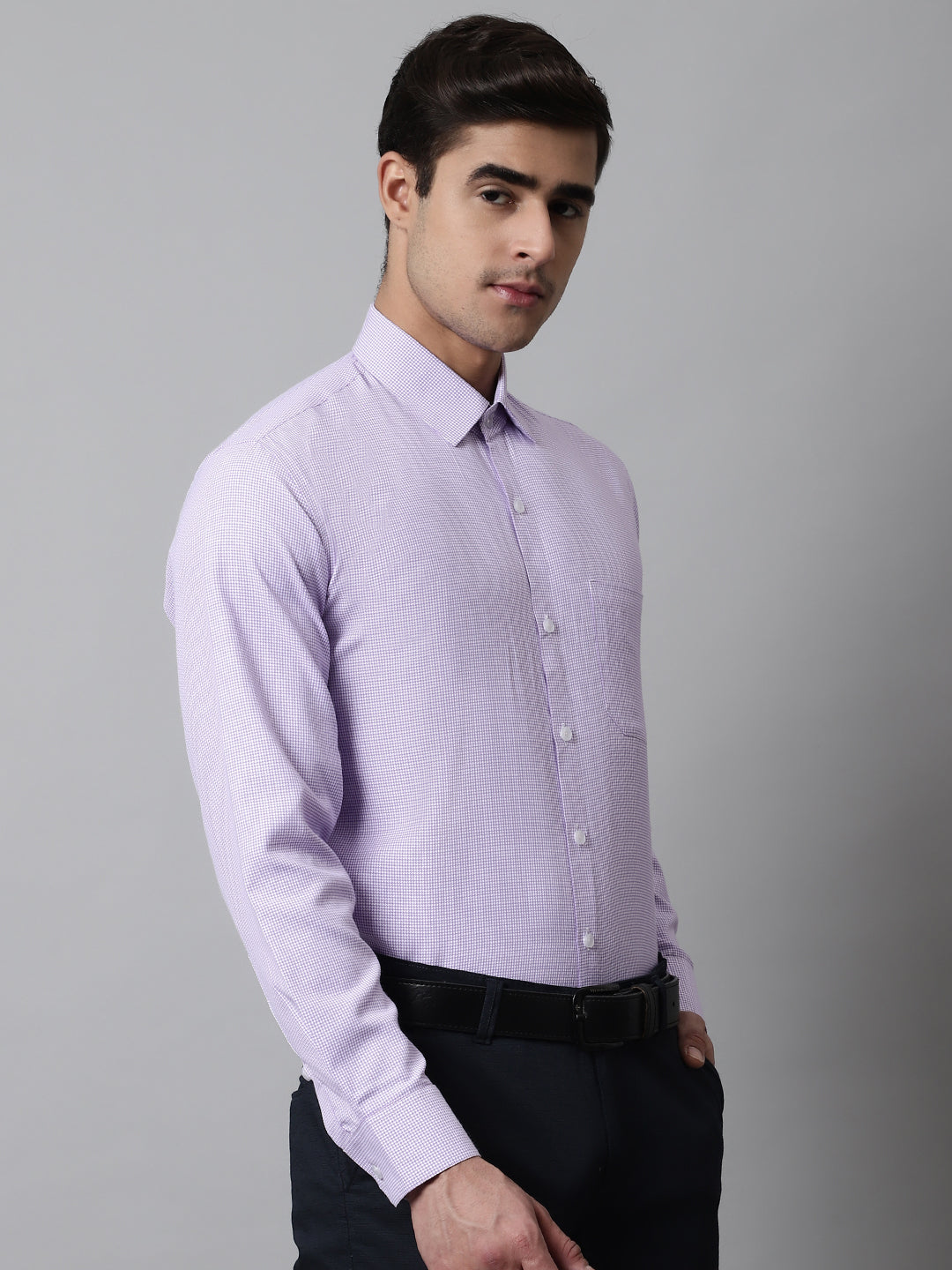 DesiQlo Men Checked Formal Shirt - Purple