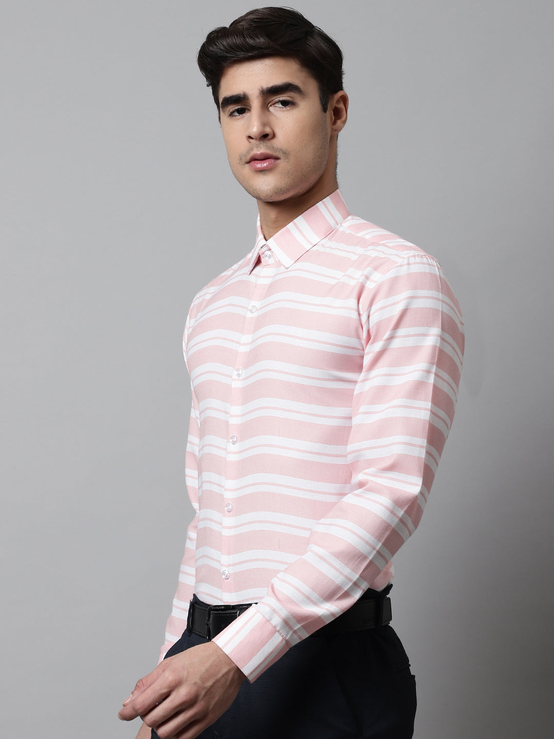 DesiQlo Men Striped Formal Shirt - Orange