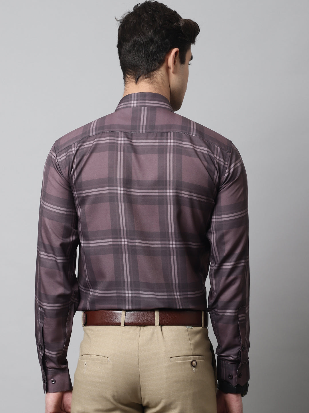 DesiQlo Men Checked Formal Shirt - Brown