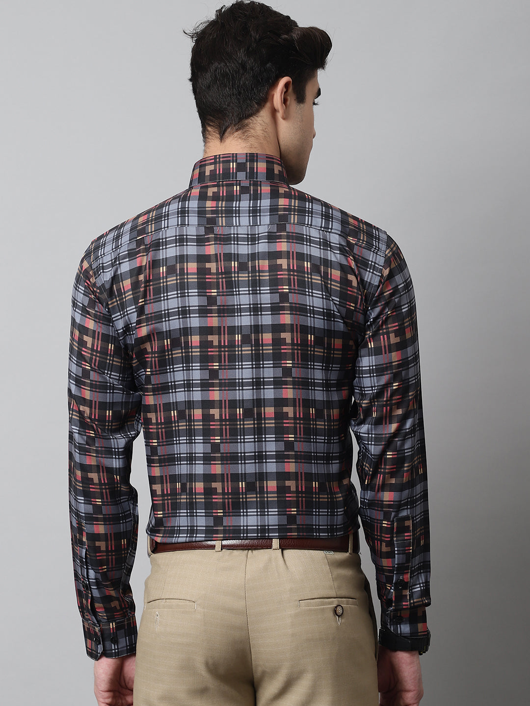 DesiQlo Men Checked Formal Shirt - Grey