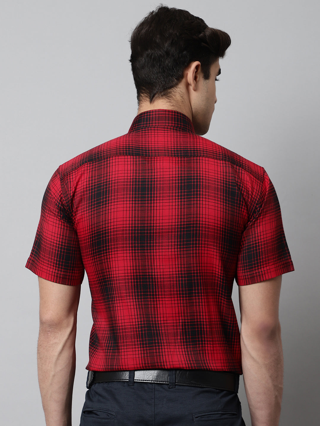 DesiQlo Men Checked Formal Shirt - Red - SF_853Red_S
