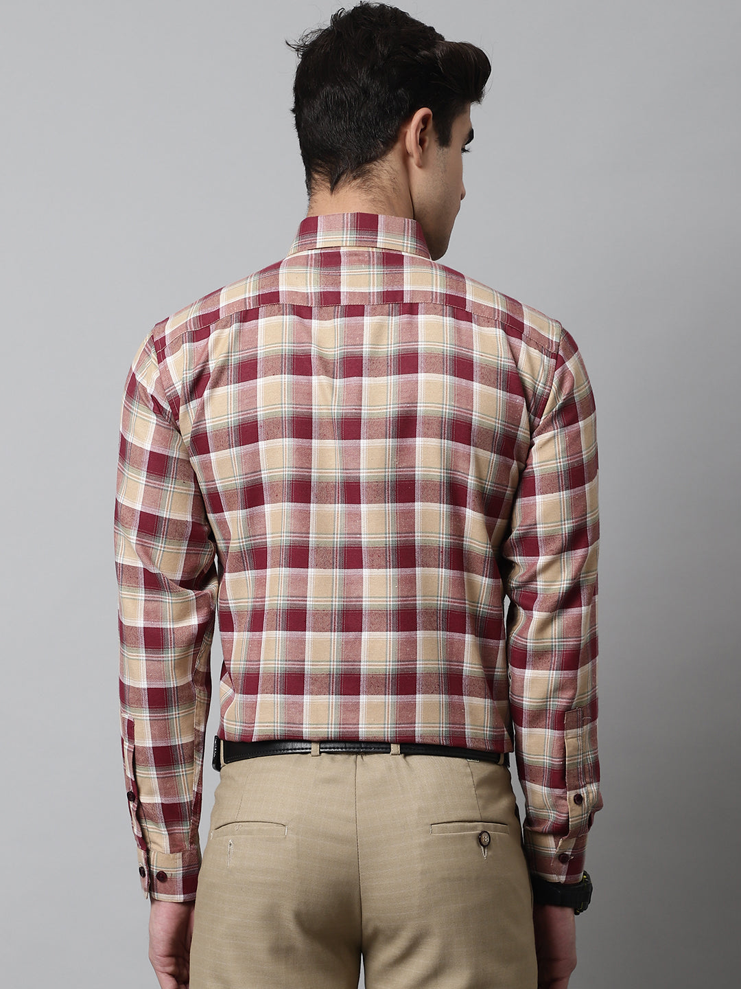 DesiQlo Men Checked Formal Shirt - Red - SF_854Red_S