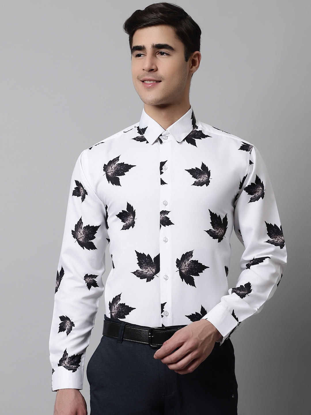DesiQlo Men Printed Formal Shirt - White - SF_855White_S
