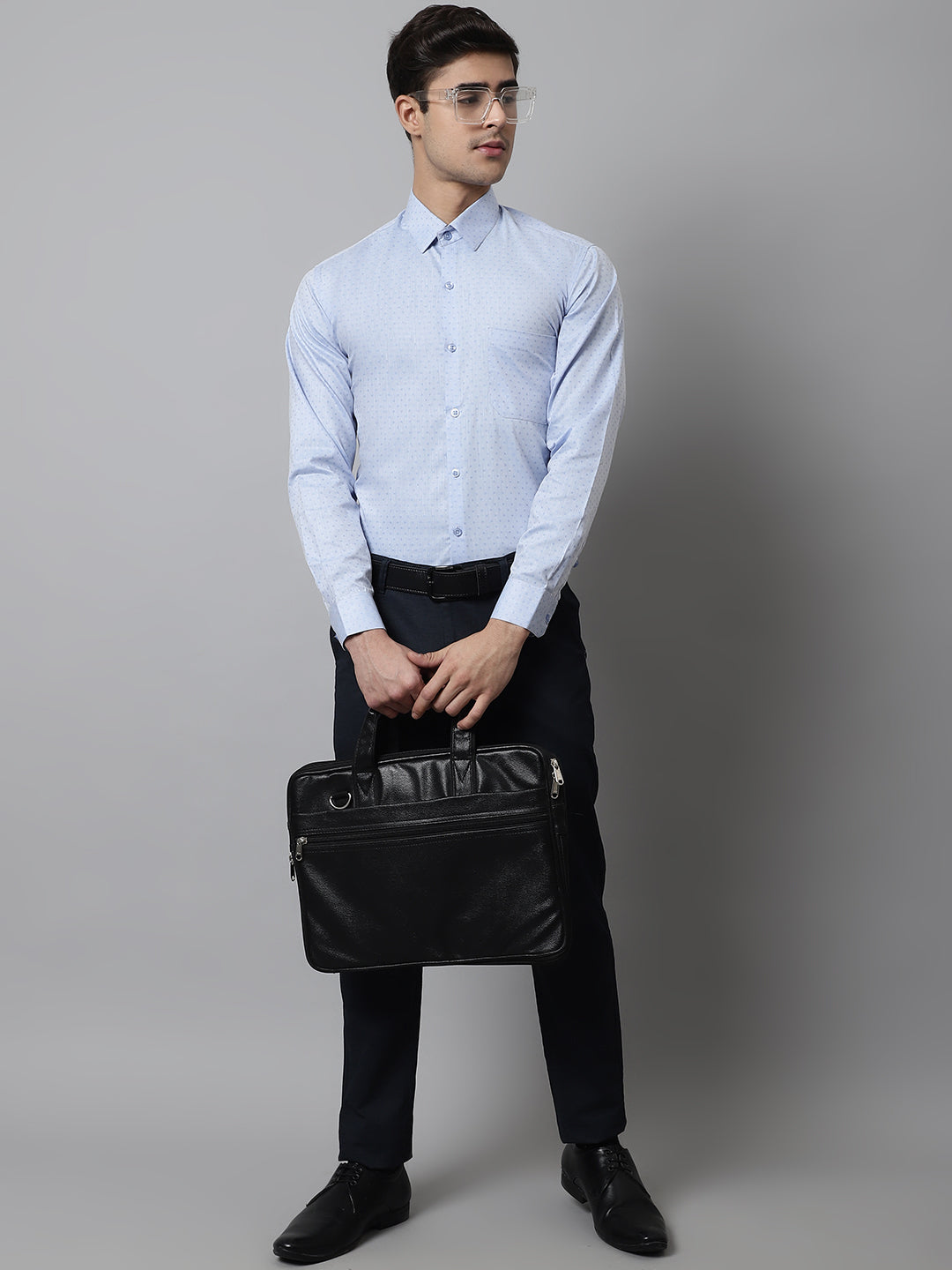 DesiQlo Men Printed Formal Shirt - Blue - SF_857Sky_S
