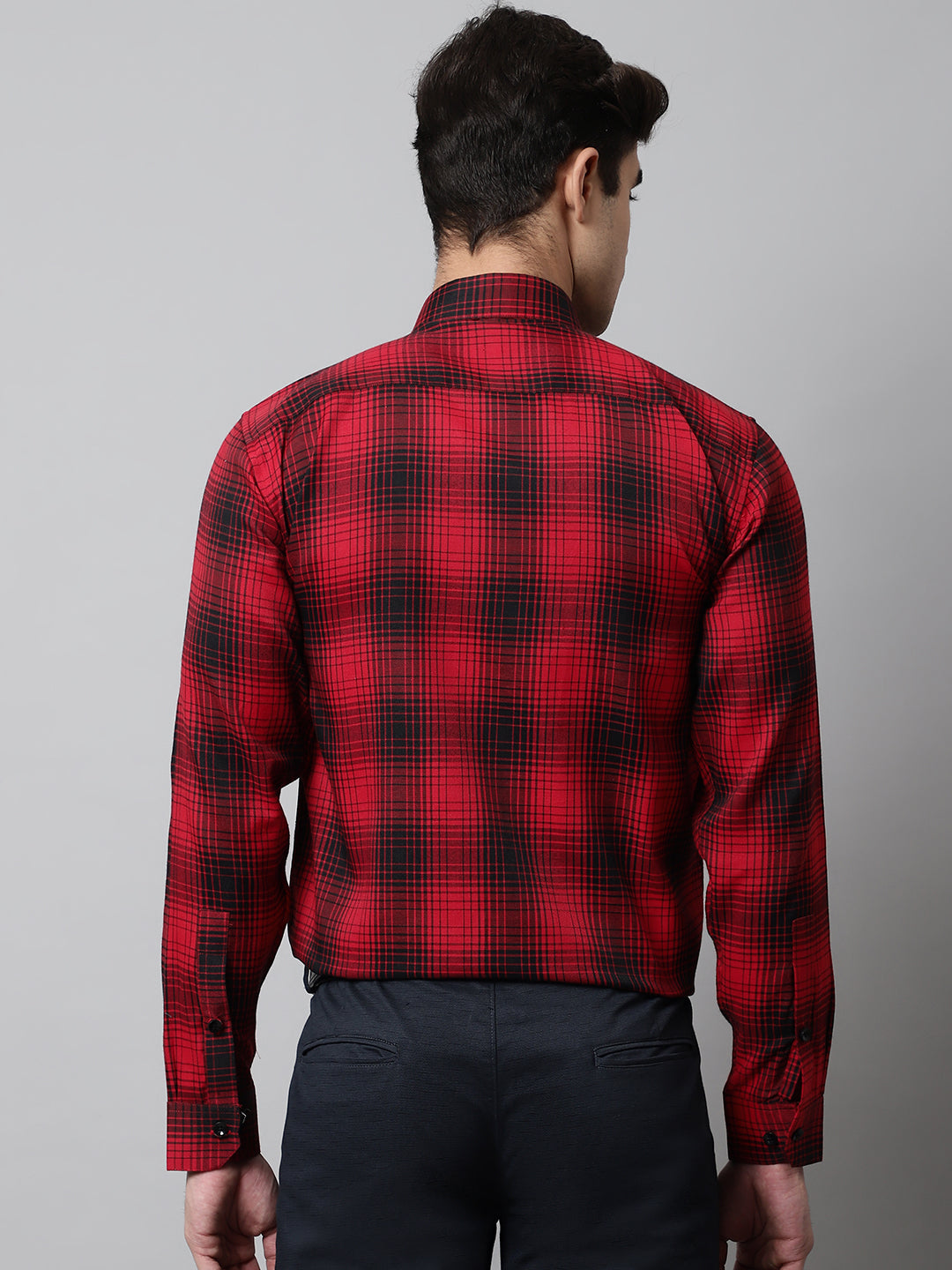 DesiQlo Men Checked Formal Shirt - Red