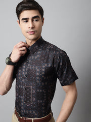 Men Black Classic Printed Formal Shirt