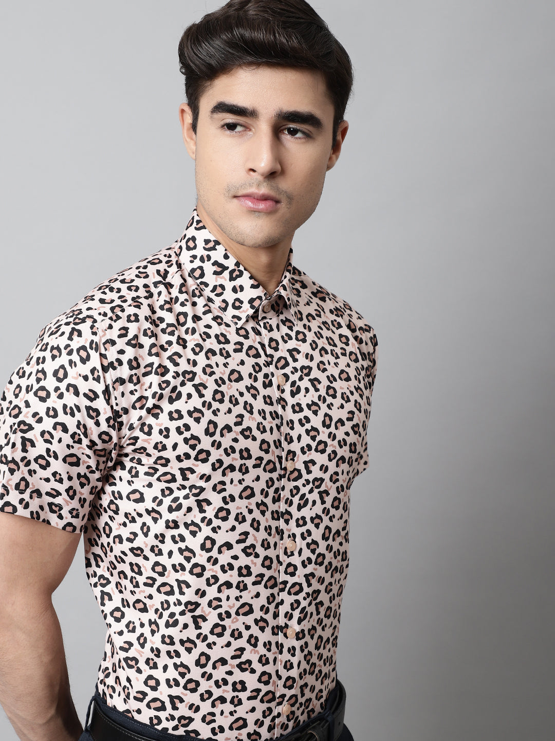 DesiQlo Men Printed Formal Shirt - Beige - SF_862Cream_S