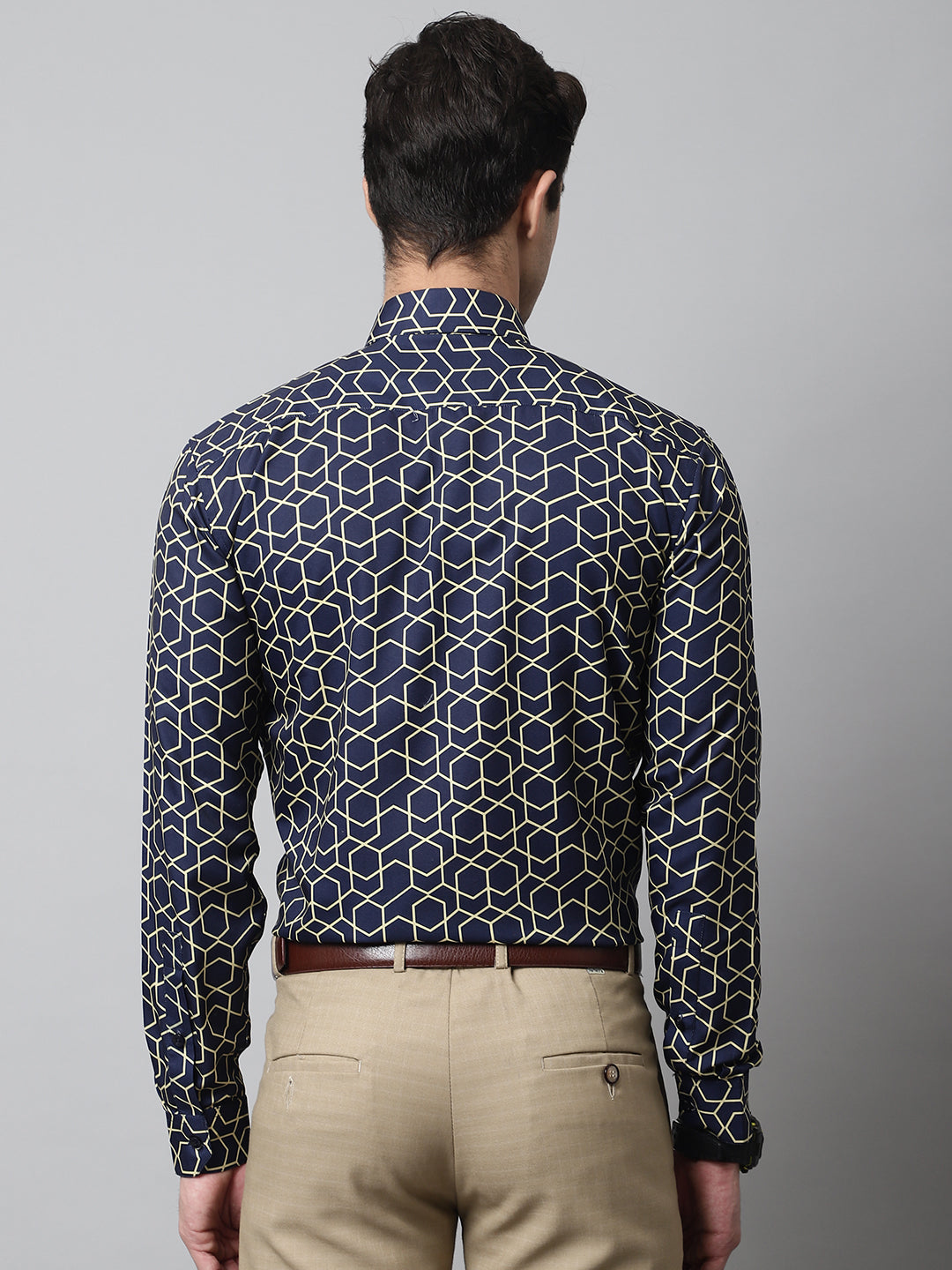 DesiQlo Men Printed Formal Shirt - Multicolor - SF_863Navy_S