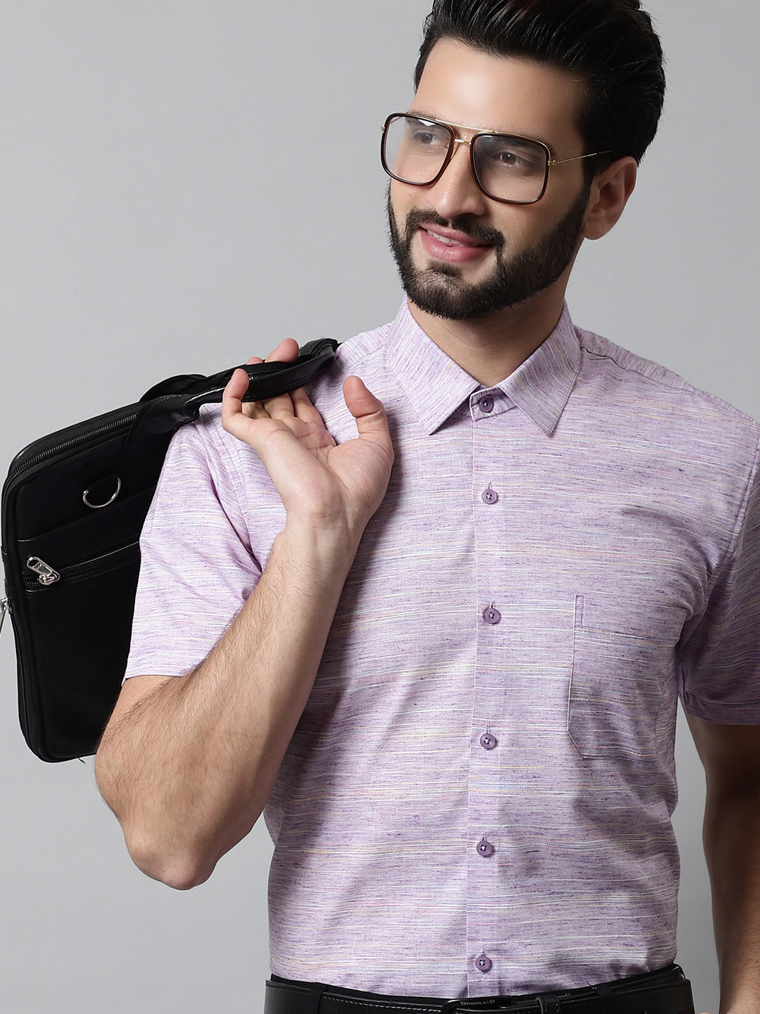DesiQlo Men Self Design Formal Shirt - Purple