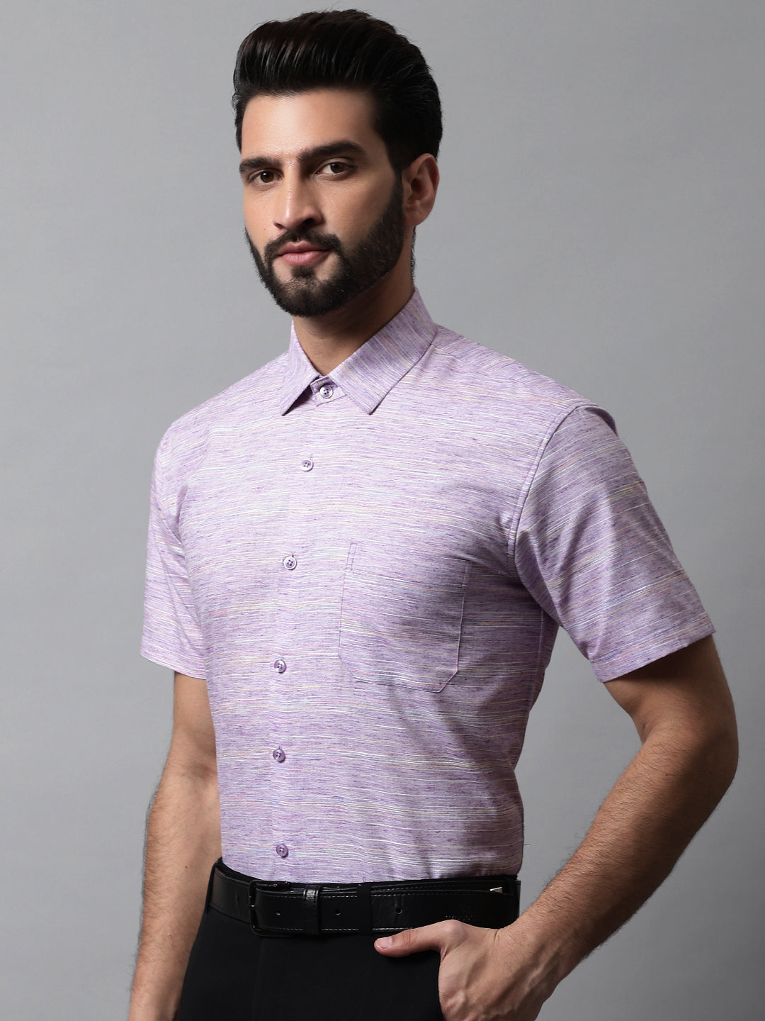 DesiQlo Men Self Design Formal Shirt - Purple