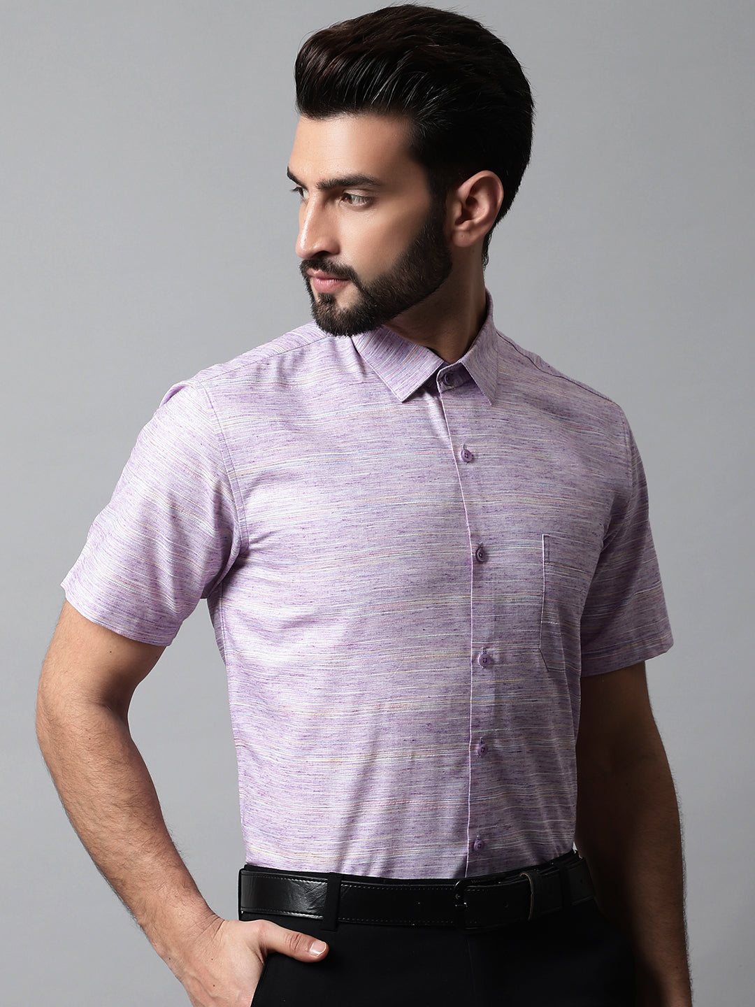 DesiQlo Men Self Design Formal Shirt - Purple