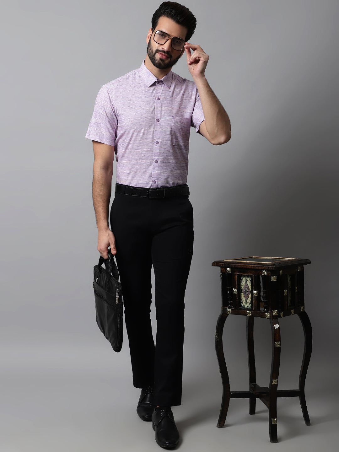 DesiQlo Men Self Design Formal Shirt - Purple