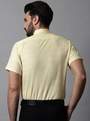 Men Yellow Woven Design Short Sleeves Formal Shirt ( SF 864Yellow )
