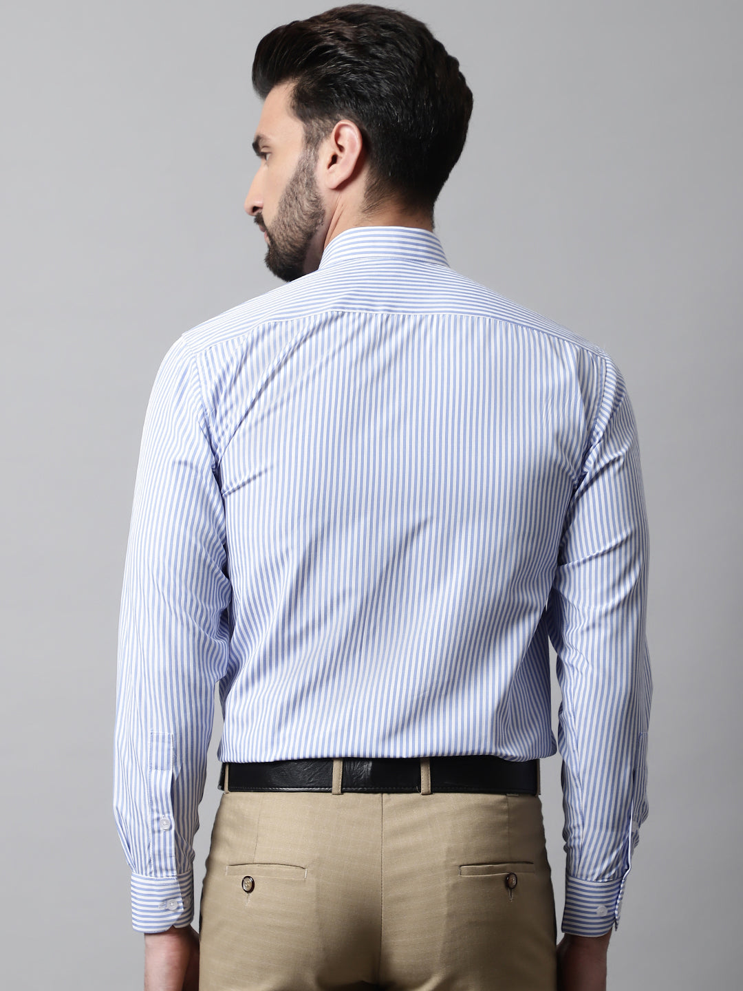 DesiQlo Men Striped Formal Shirt - Blue - SF_865Blue_S