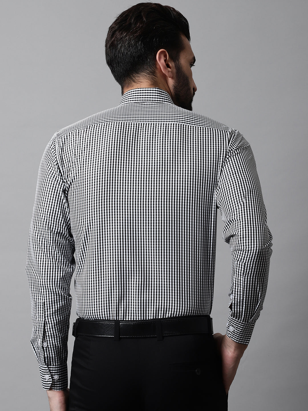 DesiQlo Men Checked Formal Shirt - Black - SF_866Black_S