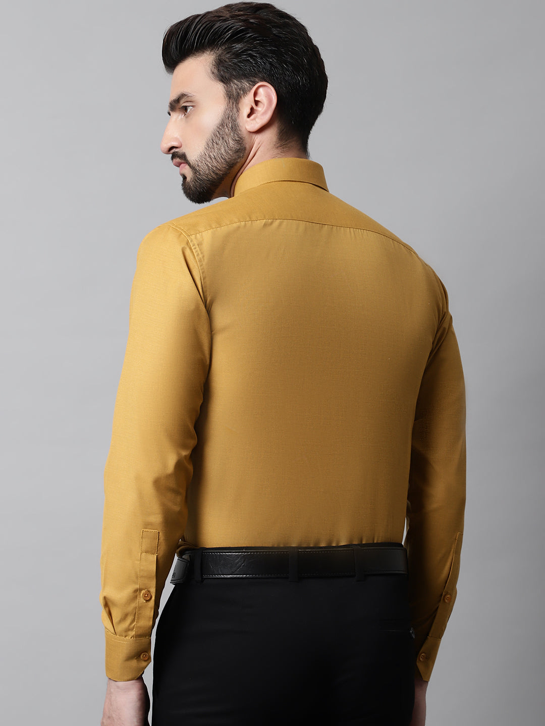 DesiQlo Men Solid Formal Shirt - Yellow - SF_867Mustard_S