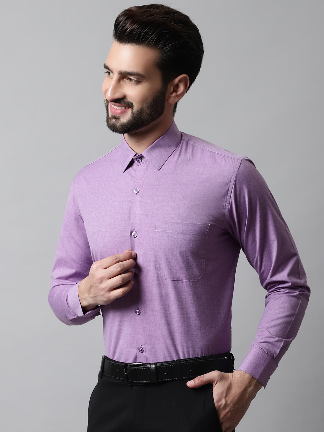 DesiQlo Men Solid Formal Shirt - Purple - SF_867Purple_S