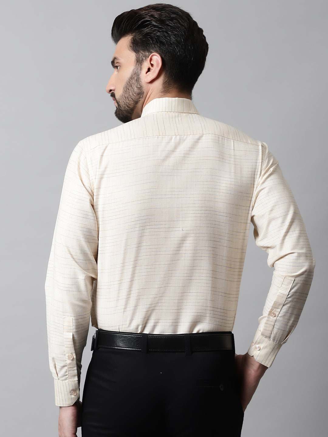 DesiQlo Men Solid Formal Shirt - Beige - SF_868Cream_S