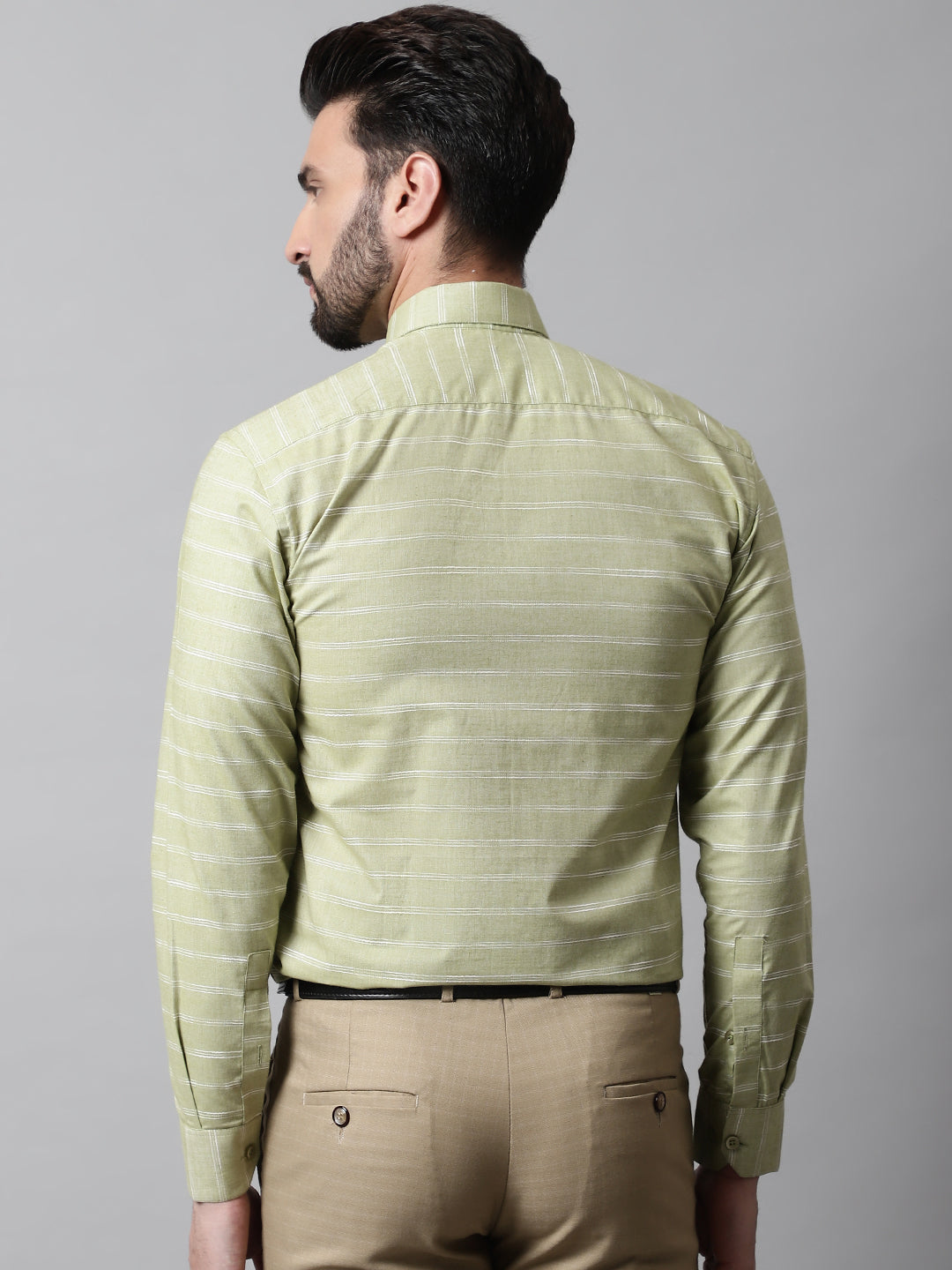 DesiQlo Men Striped Formal Shirt - Green
