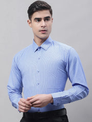Men Blue Micro Checked Formal Shirt-SF-870