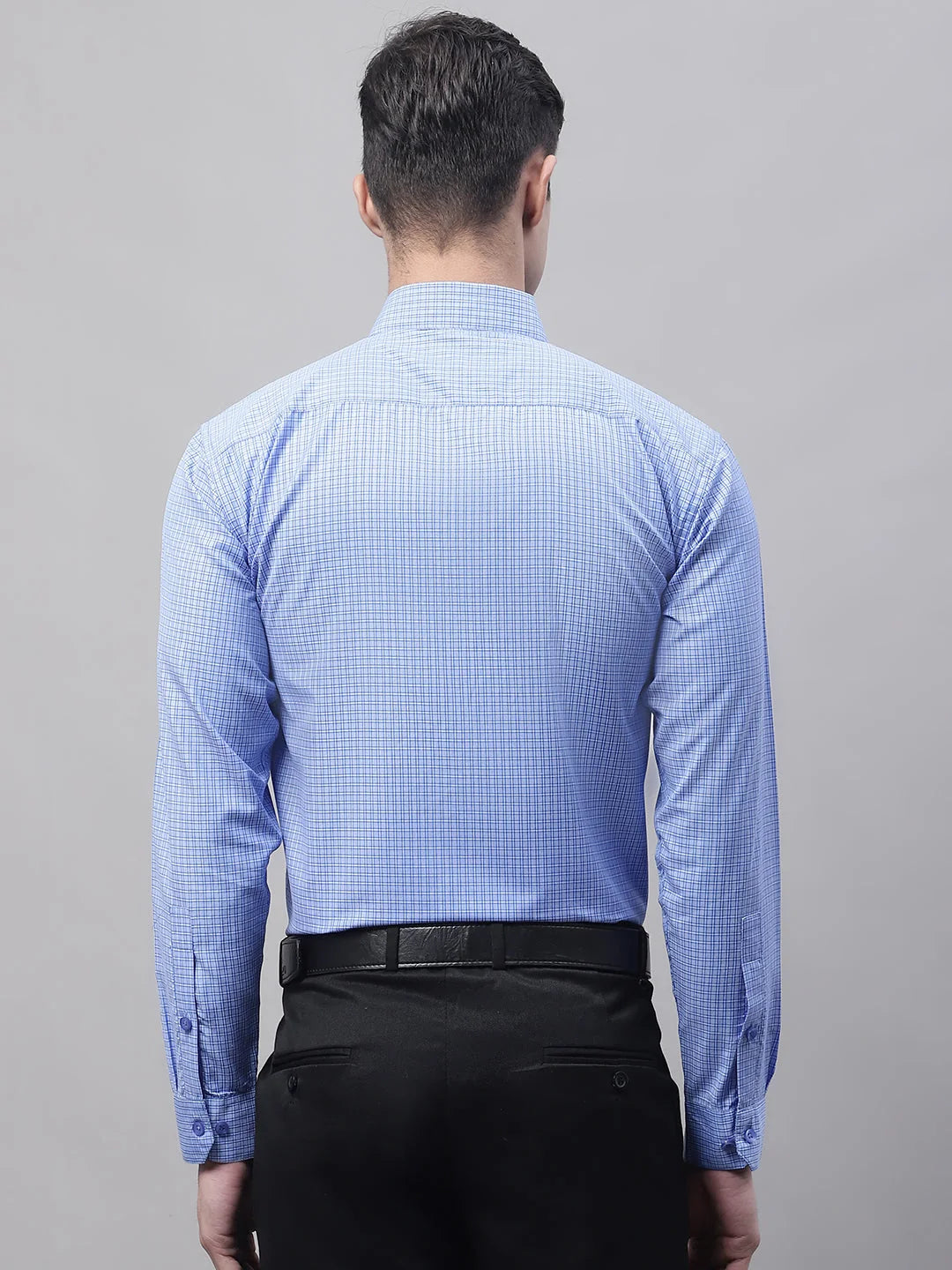 Men's Blue Micro Checked Formal Shirts - Cotton Mens Shirt