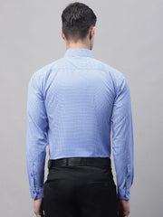 Men Blue Micro Checked Formal Shirt-SF-870