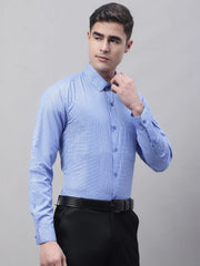 Men Blue Micro Checked Formal Shirt-SF-870