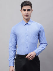 Men Blue Micro Checked Formal Shirt-SF-870