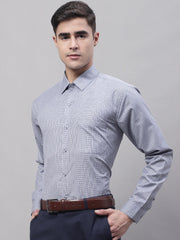 Men Grey Micro Checked Formal Shirt-SF-870