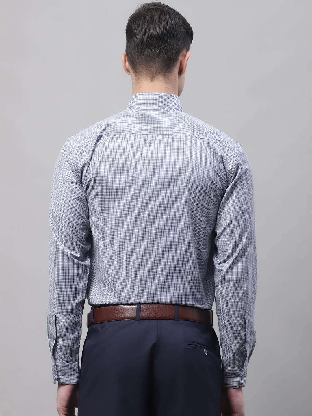 Grey Micro Checked Formal Shirts - Cotton Mens Shirt
