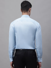 Men's Light-Blue Dobby Textured Formal Shirt