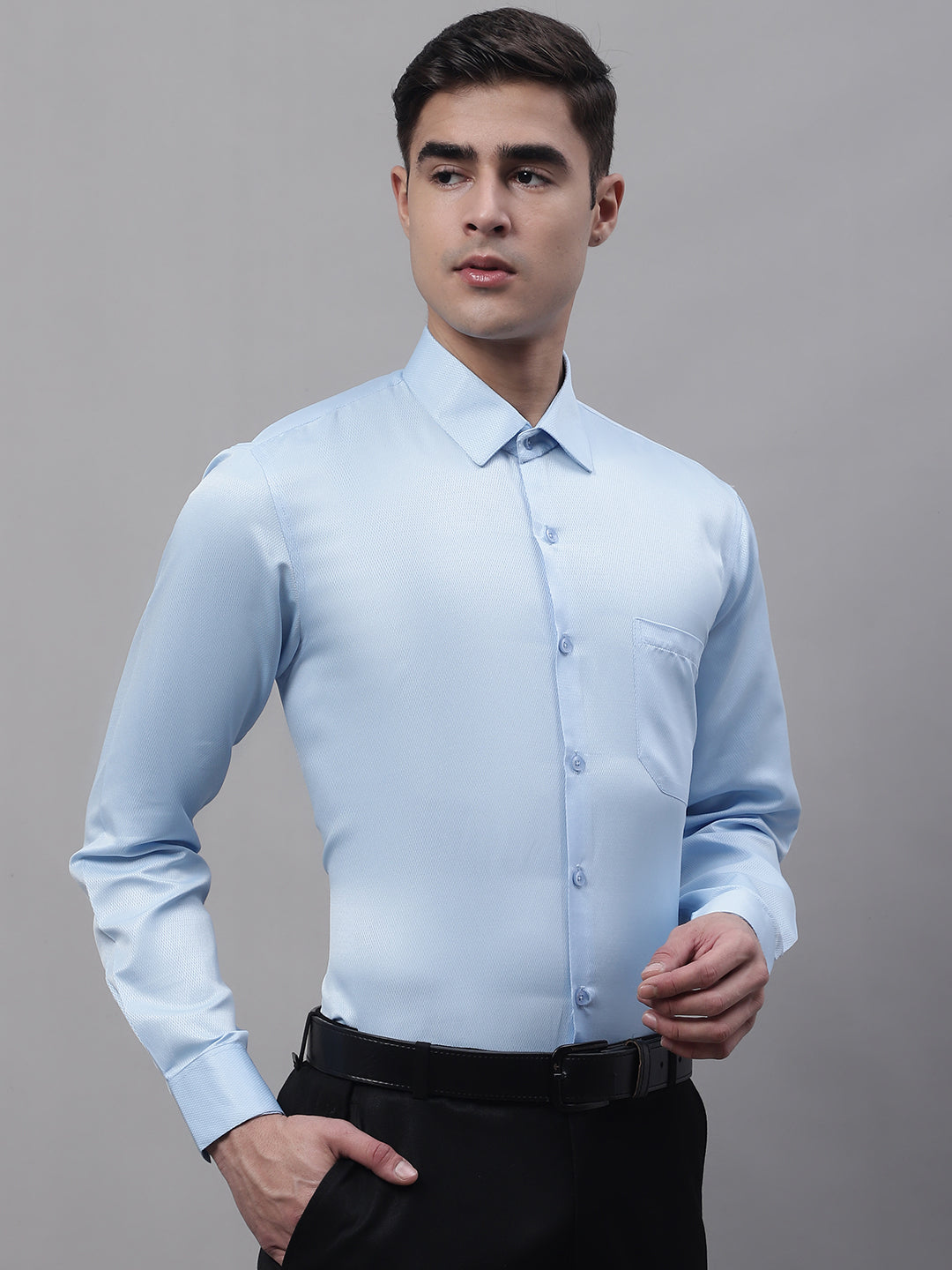 DesiQlo Men Solid Formal Shirt - Blue - SF_871FIrozi_S