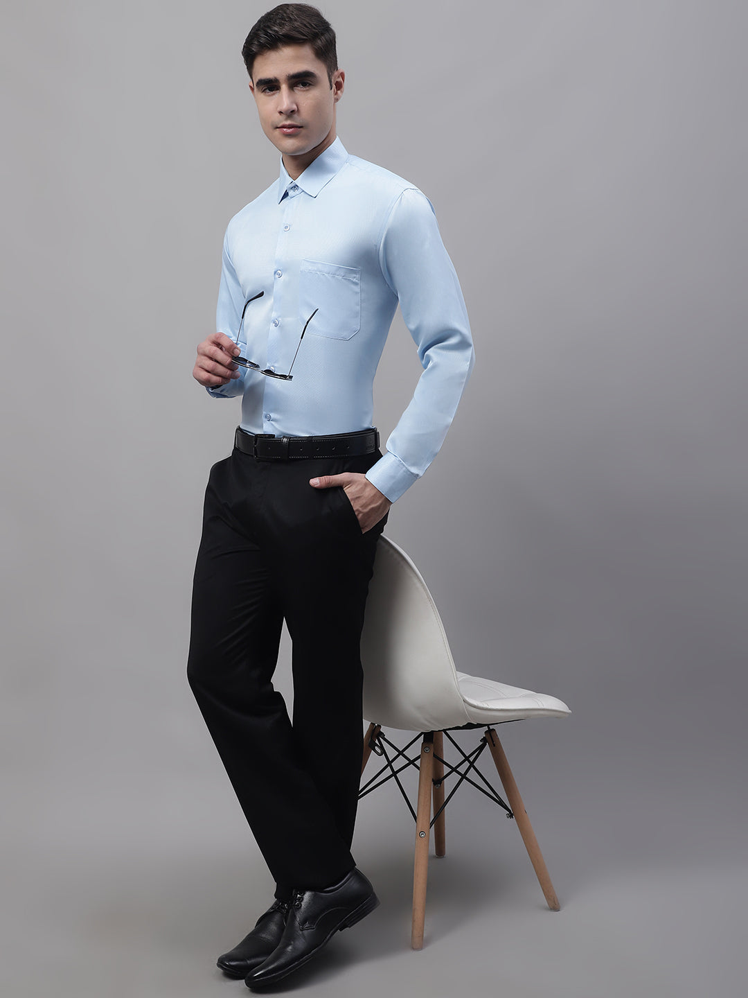DesiQlo Men Solid Formal Shirt - Blue - SF_871FIrozi_S
