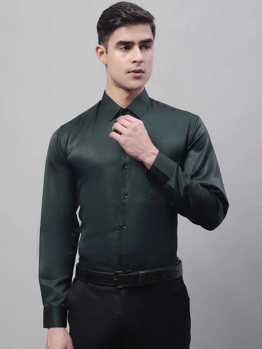 Men's Olive Green Dobby Cotton Formal Shirts