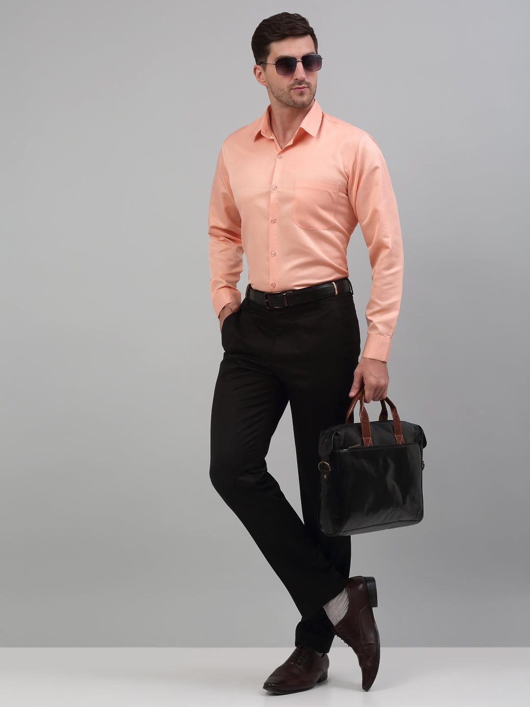 DesiQlo Men Solid Formal Shirt - Orange