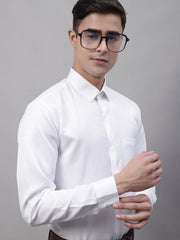 Men's White Dobby Textured Formal Shirt-SF-871
