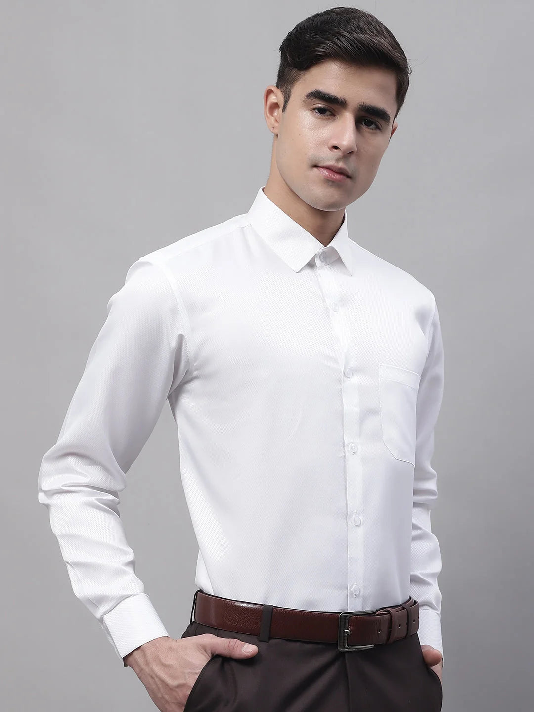 Men's White Dobby Cotton Formal Shirt | Stylish Mens Shirt