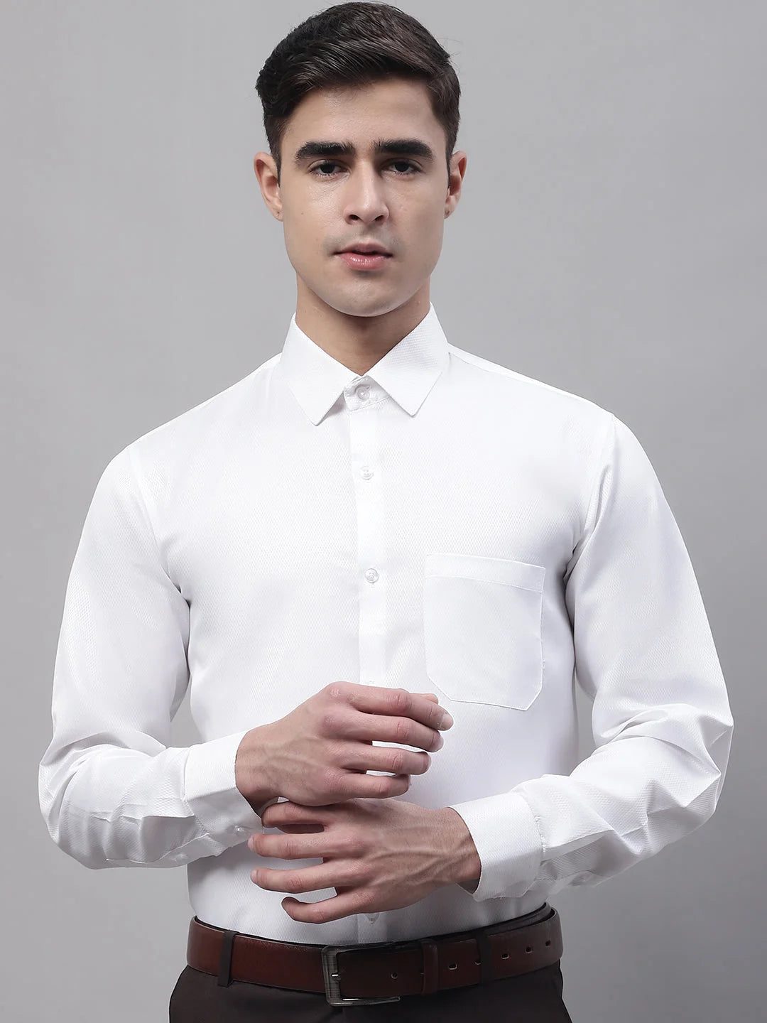 Men's White Dobby Cotton Formal Shirt | Stylish Mens Shirt