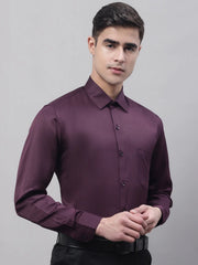 Men's Purple-Wine Dobby Textured Formal Shirt-SF-871